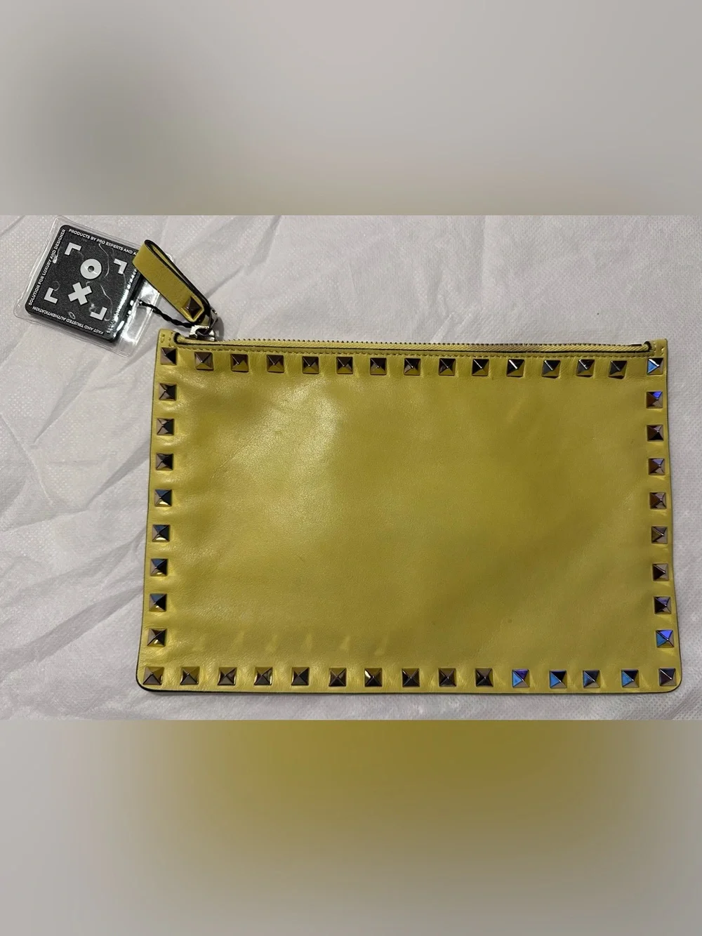 Valentino Garavani Yellow Rockstud Leather Clutch